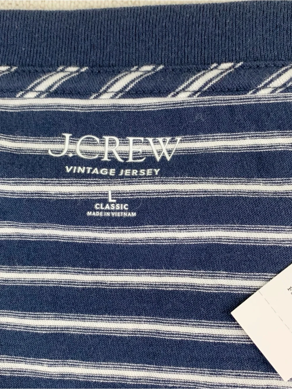 J Crew New vintage jersey relaxed V-neck T-shirt in stripe short sleeve navy
